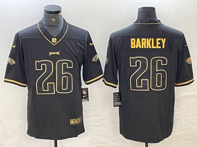 Men Philadelphia Eagles #26 Barkley Black retro gold characters 2024 Nike Limited NFL Jersey